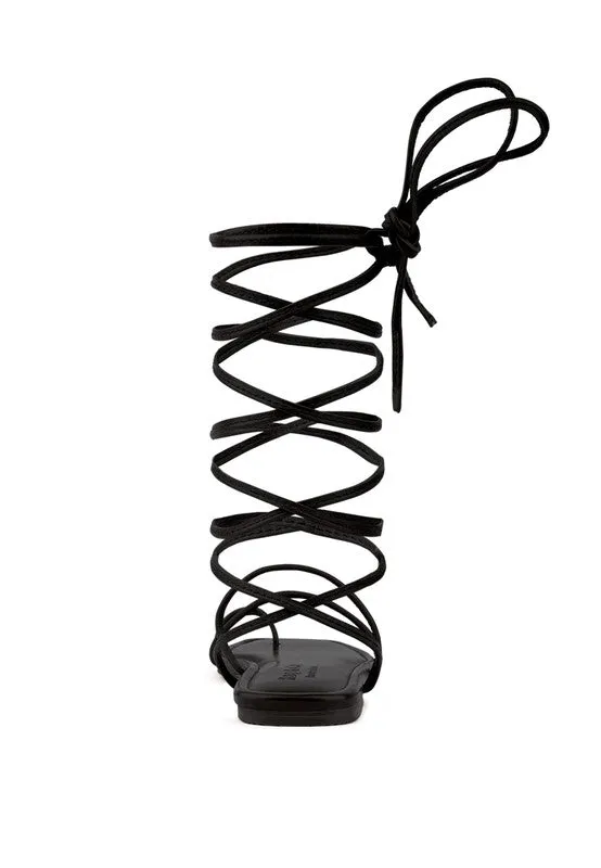 Lace-Up Ankle-Tie Flat Sandals