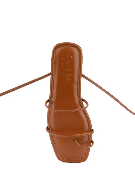 Lace-Up Ankle-Tie Flat Sandals