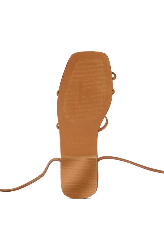 Lace-Up Ankle-Tie Flat Sandals