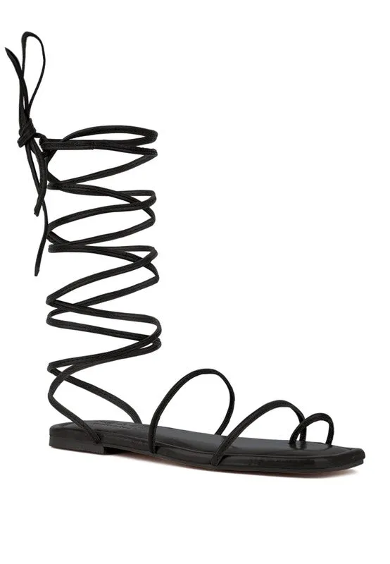 Lace-Up Ankle-Tie Flat Sandals
