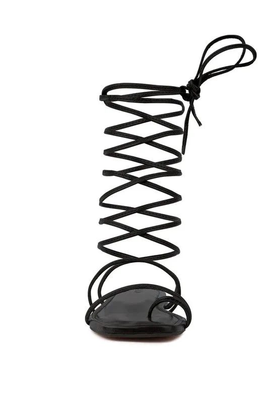 Lace-Up Ankle-Tie Flat Sandals