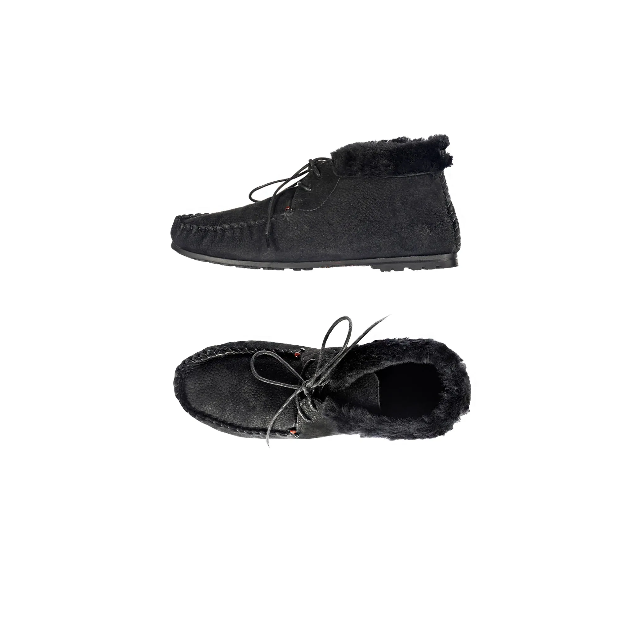 Lace-Up Shearling High Loafer