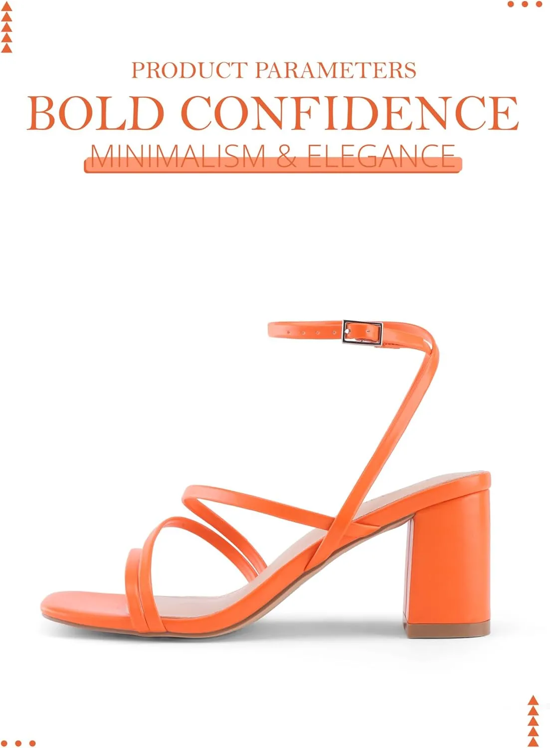 LACUONE Strappy Heels for women Block Heels Square Toe Chunky Ankle Buckle Pump Heeled Sandals