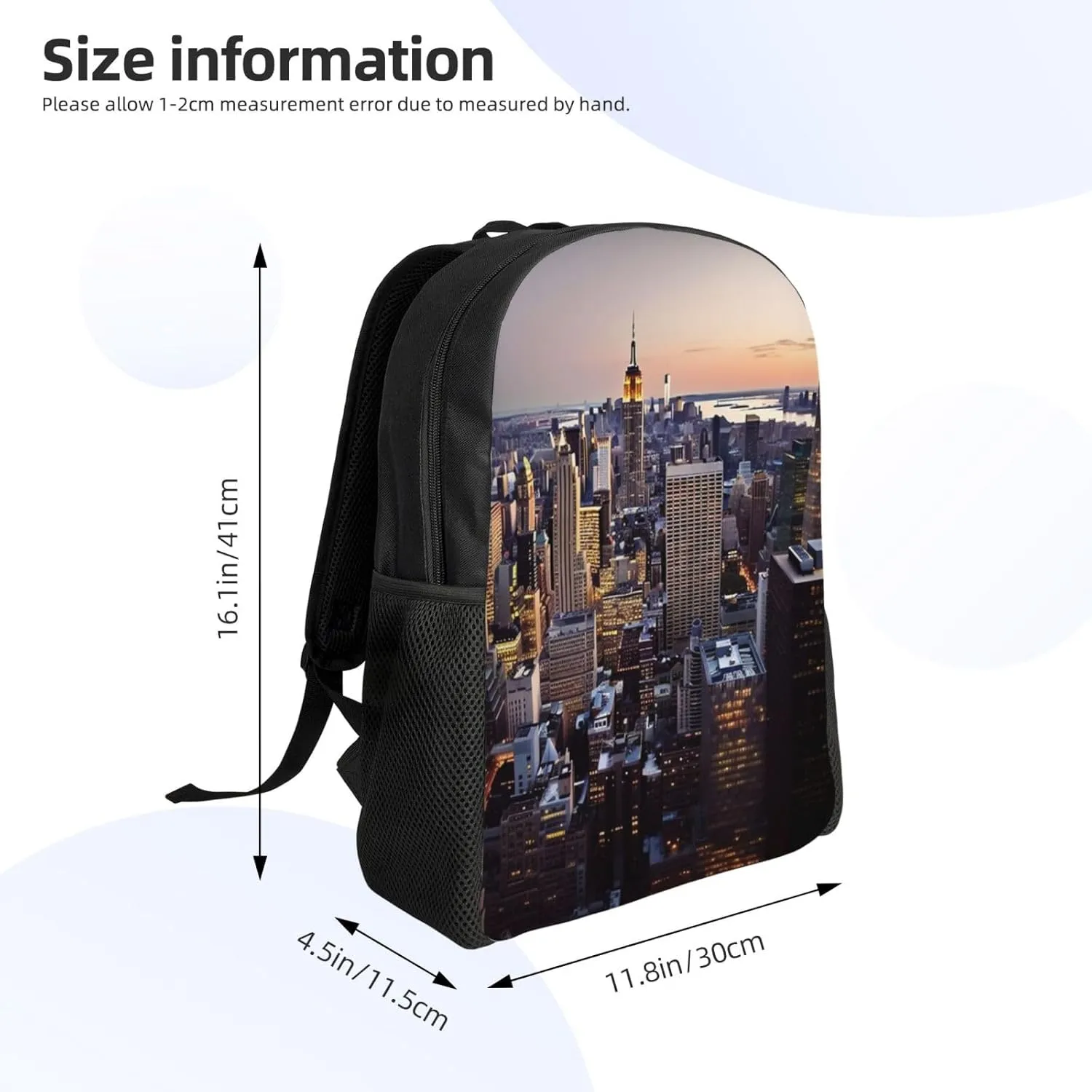 Laptop Backpack 16.1 Inch with Compartment New York City Laptop Bag Lightweight Casual Daypack for Travel