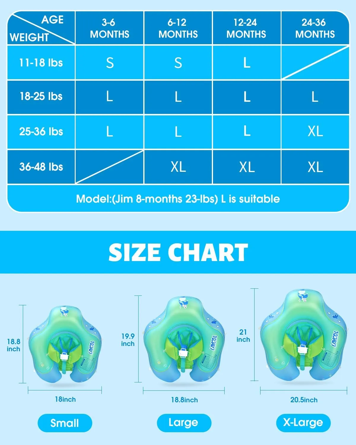 LAYCOL Baby Swimming Float Inflatable Baby Pool Float Ring with Sun Protection Canopy,add Tail no flip Over for Age of 3-36 Months