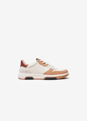 Leather Mix Court Sneaker Camel Combo