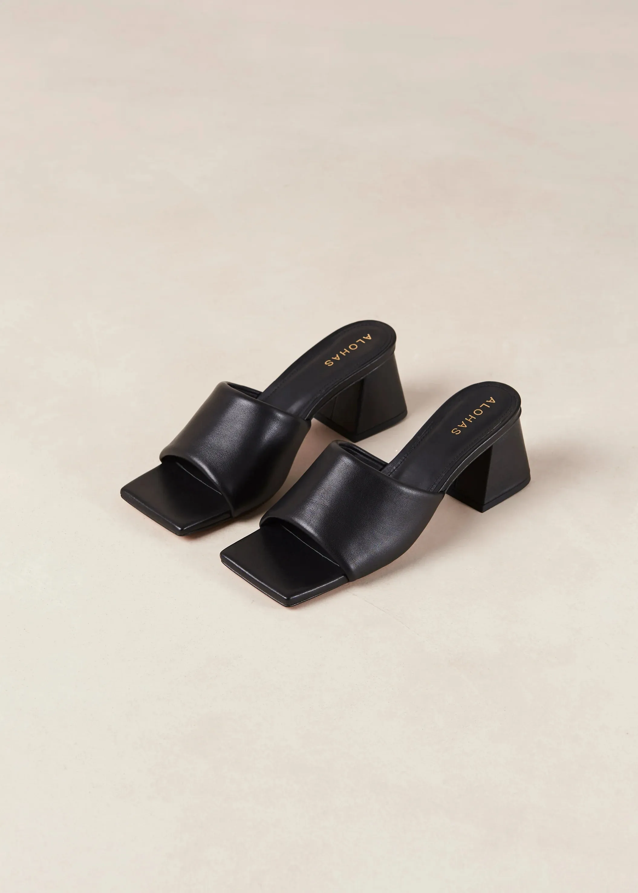 leather sandals - brushed - black