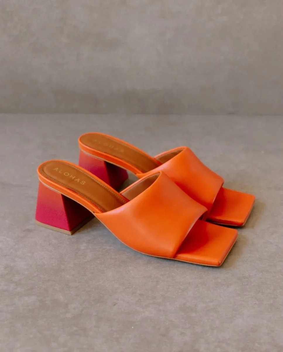 leather sandals - brushed - pomelo