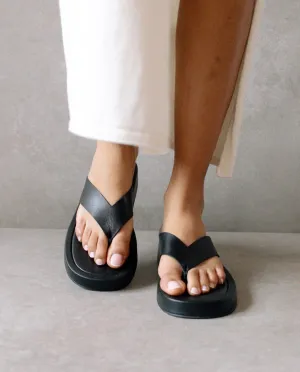 leather sandals - overcast - black