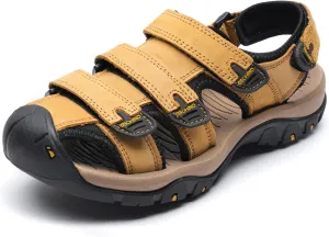 Leather Sports Sandals For Men Closed Toe Hiking Outdoor Athletic Casual Walking Sandals Water Shoes Summer Fisherman Sandal Handmade