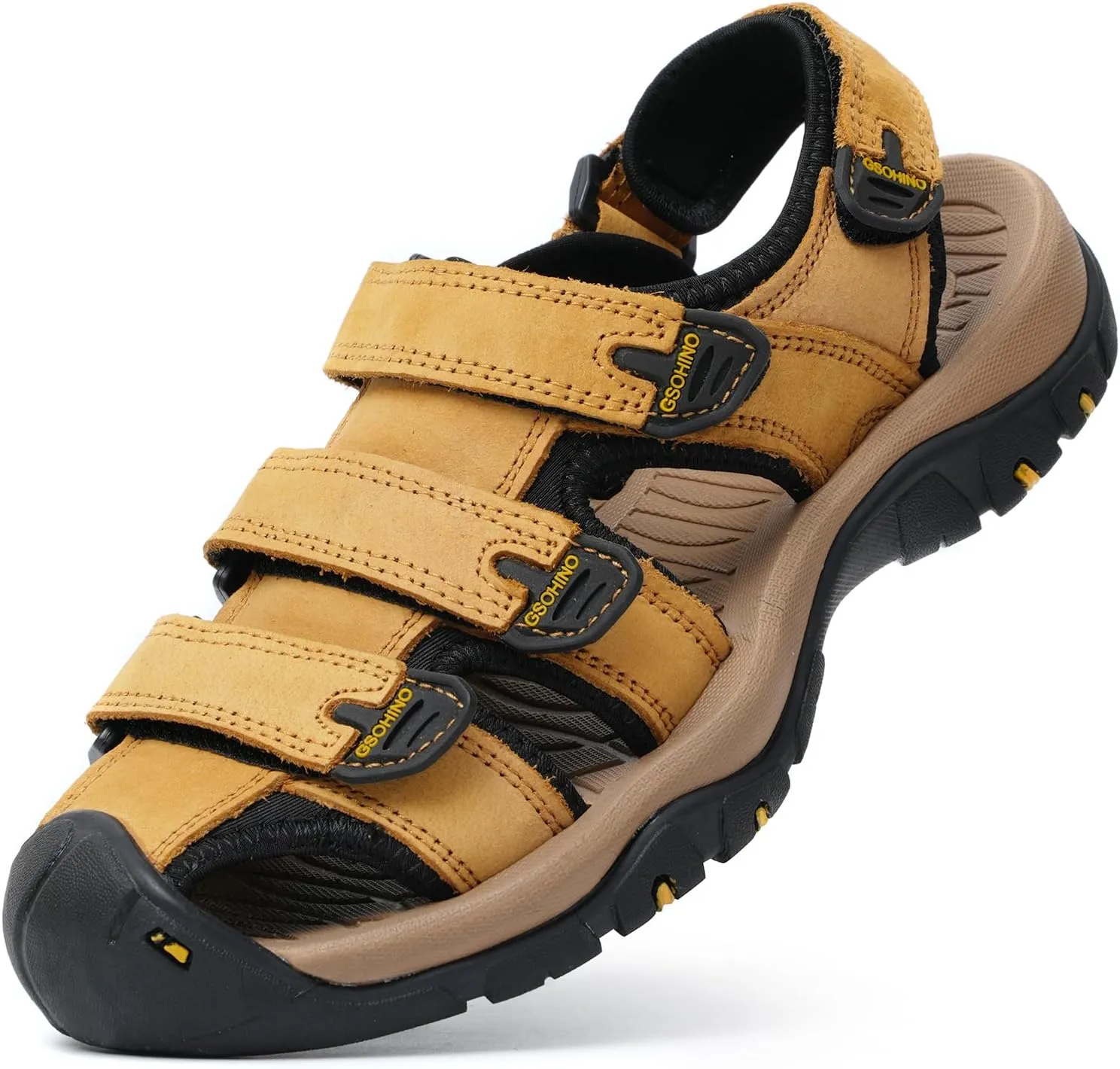 Leather Sports Sandals For Men Closed Toe Hiking Outdoor Athletic Casual Walking Sandals Water Shoes Summer Fisherman Sandal Handmade