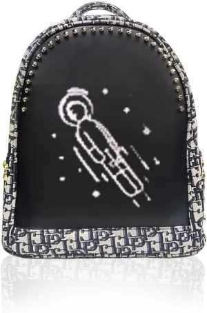 LED Backpack DIY Laptop Backpack Walking Advertising Bag Outdoor Expanded Motorcycle Cycling Backpack for Cycling, T5 (Gray)