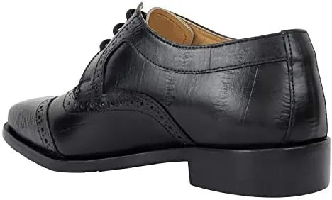 LIBERTYZENO Boys EEL Print Genuine Leather Kids & Toddlers Oxford Dress Shoes for Prom Graduation