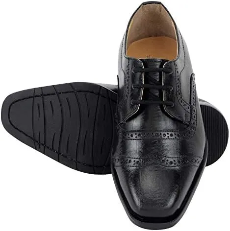 LIBERTYZENO Boys EEL Print Genuine Leather Kids & Toddlers Oxford Dress Shoes for Prom Graduation