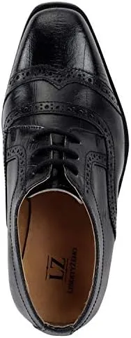 LIBERTYZENO Boys EEL Print Genuine Leather Kids & Toddlers Oxford Dress Shoes for Prom Graduation
