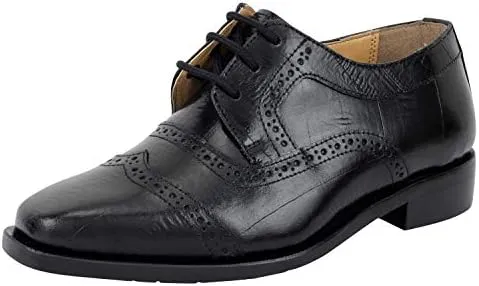 LIBERTYZENO Boys EEL Print Genuine Leather Kids & Toddlers Oxford Dress Shoes for Prom Graduation