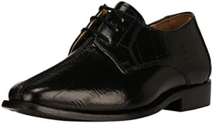 LIBERTYZENO Boys EEL Print Genuine Leather Kids Oxford Dress Shoes for Easter Gift 1005 Black 4 Big Kid