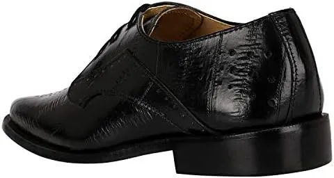 LIBERTYZENO Boys Plain & EEL Print Genuine Leather Kids & Toddlers Lace Up Oxford Dress Shoes for Prom Graduation