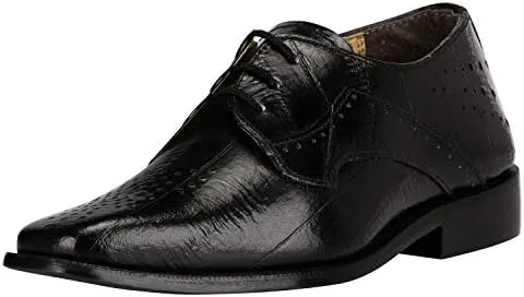 LIBERTYZENO Boys Plain & EEL Print Genuine Leather Kids & Toddlers Lace Up Oxford Dress Shoes for Prom Graduation