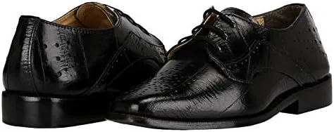 LIBERTYZENO Boys Plain & EEL Print Genuine Leather Kids & Toddlers Lace Up Oxford Dress Shoes for Prom Graduation
