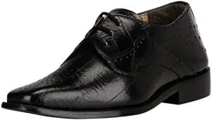 LIBERTYZENO Boys Plain & EEL Print Genuine Leather Kids & Toddlers Lace Up Oxford Dress Shoes for Prom Graduation