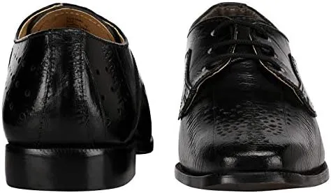 LIBERTYZENO Boys Plain & EEL Print Genuine Leather Kids & Toddlers Lace Up Oxford Dress Shoes for Prom Graduation