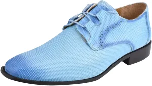 LIBERTYZENO Mens Plain & Animal Print Blue Genuine Leather Adults Lace Up Oxford Dress Shoes for Prom Graduation
