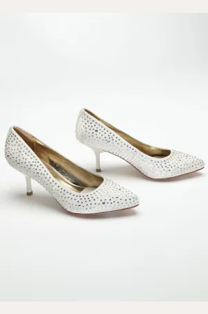 Low Heel Pump with All Over Crystals