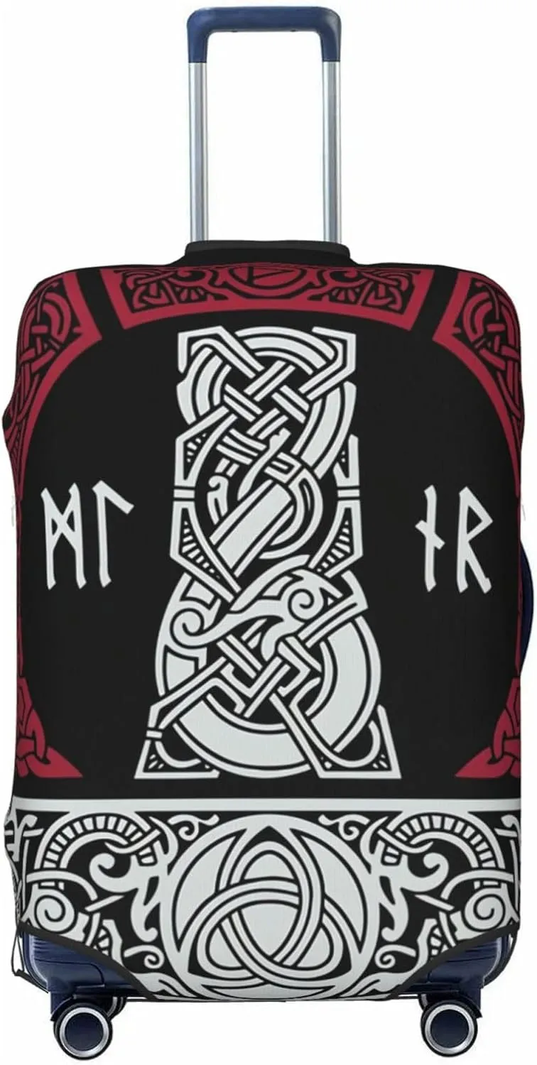 Luggage Cover For Travel Norse Mythology Vikings Thor'S Hammer Magic Rune (2)– High Elasticity Ideal For Travel 20-28 Inch.