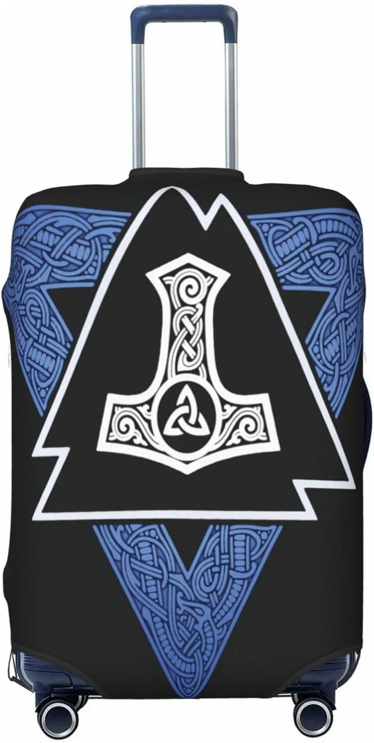 Luggage Cover For Travel Norse Vikings Thors Hammer Celtic Trinity Knot– Scratch-Resistant Ideal For Travel 20-28 Inch.