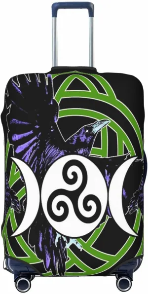 Luggage Cover For Travel Vikings Norse Mythology Runic Odin Ravens– High Elasticity Business Trips 20-28 Inch.