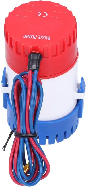 Marine Bilge Pump, 12V/24V 350GPH 500GPH 750GPH 1100GPH with Shock Absorb ABS Housing Stainless Steel Shaft for Drainage Sewage Treatment Water Purification (DC12V 1100GPH)