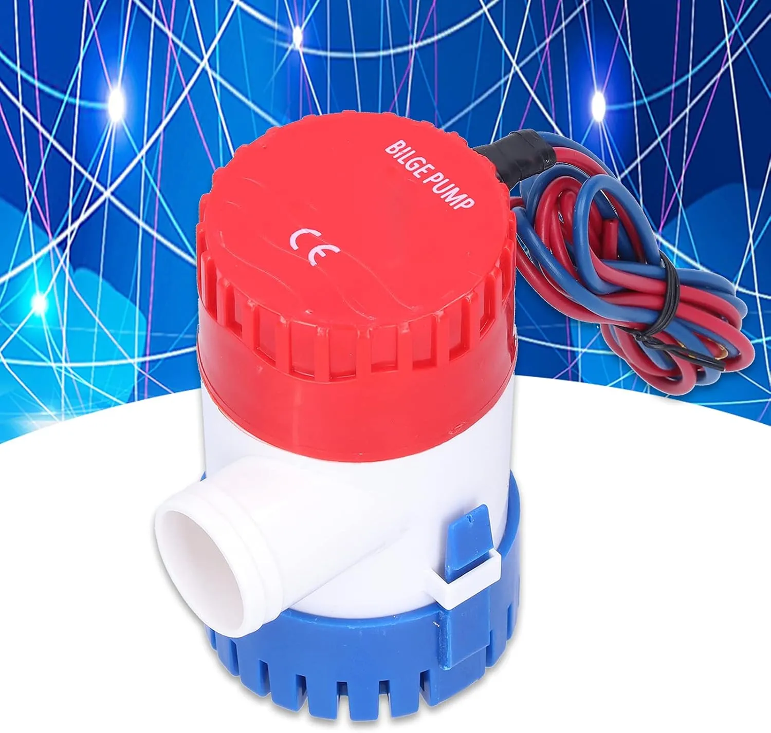 Marine Bilge Pump, 12V/24V 350GPH 500GPH 750GPH 1100GPH with Shock Absorb ABS Housing Stainless Steel Shaft for Drainage Sewage Treatment Water Purification (DC12V 1100GPH)