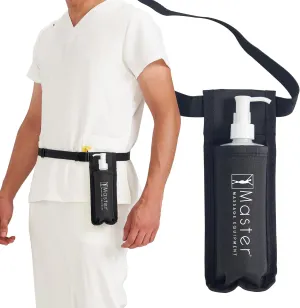 Master Massage Single Bottle Massage Oil Holster Case Bag-Adjustable and Heat-Resistant Bottle Cream & Lotion Single Holster Bag Kit– Incl. One 8 Oz Refillable Pump Dispenser