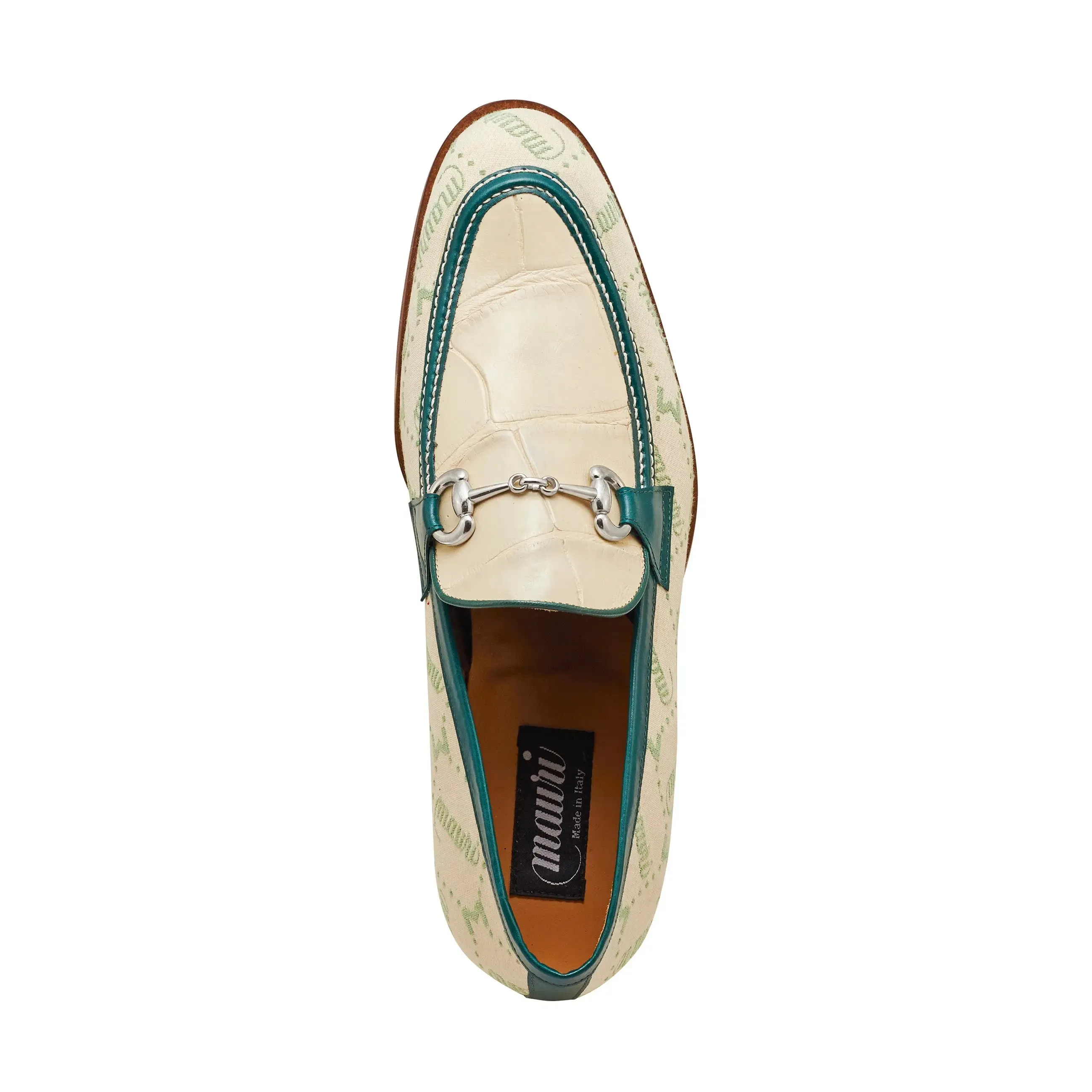 Mauri 4983 Spring Green/Cream/Hunter Green Genuine Alligator/Calf/Fabric Loafers