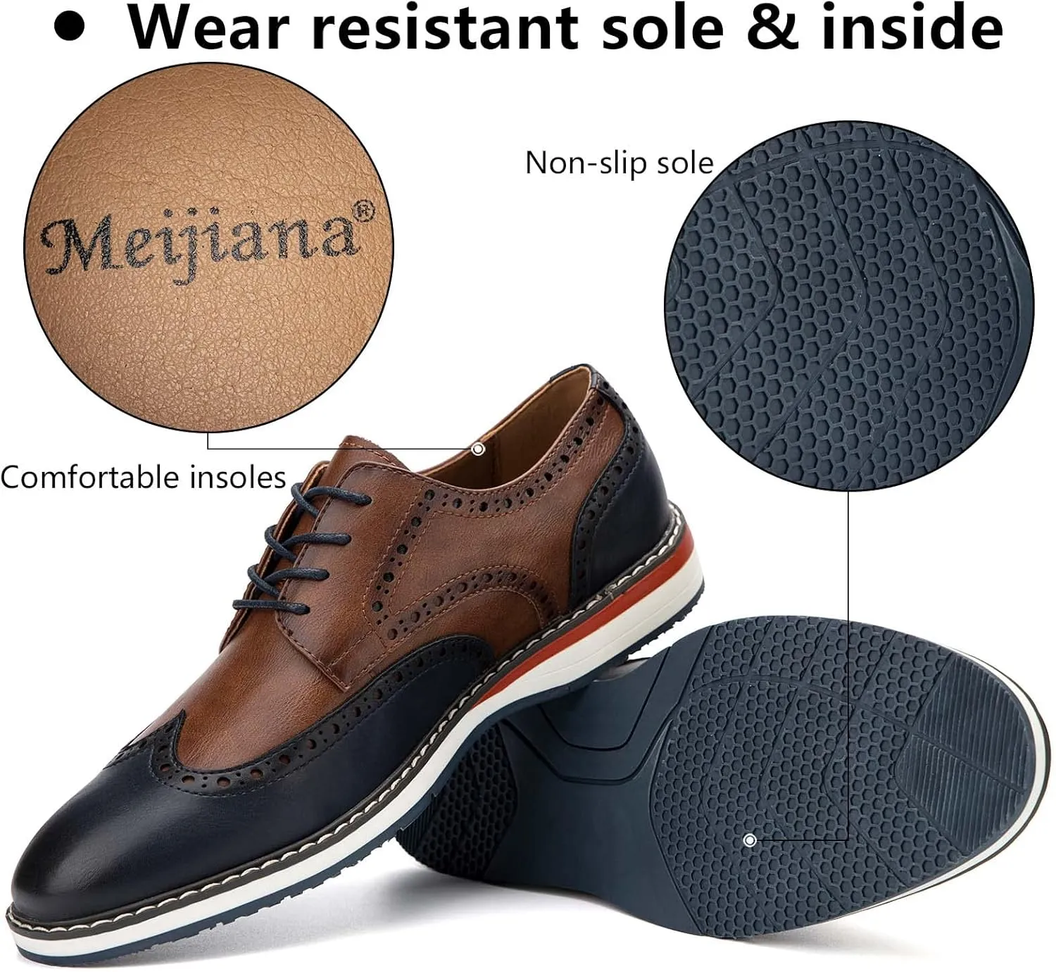 Meijiana Men's Oxfords Casual Dress Shoes Leather Lace Up Shoes for Men Business Oxford Shoes