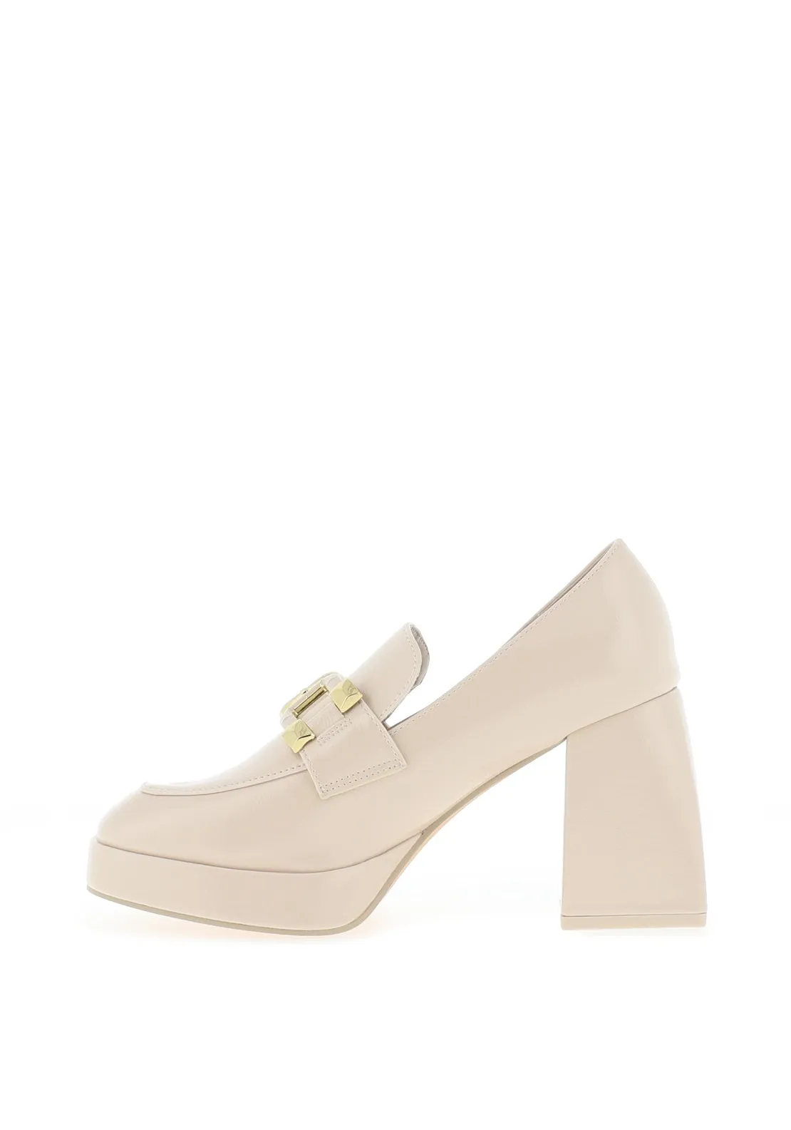 Menbur Patent Heeled Loafers, Off White
