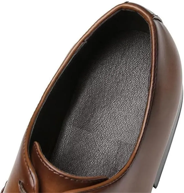 Men's Breathable Pointed Toe Wing Pointed Brock Oxford Shoes Vintage British Office Shoes Gentleman Derby Shoes Black Brown