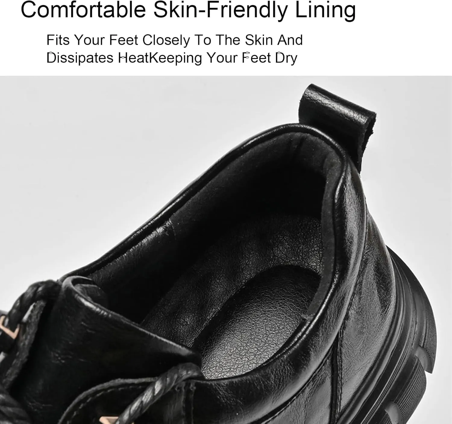 Men's Genuine Leather lace-up Platform Oxford Shoes Retro Round Toe Non-Slip Lug Sole Slip-on Dress Derby Shoes for Driving Office Leather Shoes