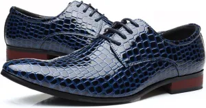 Men's Patterned Pointed Tie Up Business Formal Leather Shoes Classic and Fashionable Oxford Patent Leather Dress Leather Shoes
