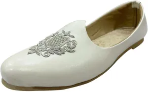 Men's Punjabi Jutti Cream Loafers Slip On Flats Shoes Ethnic Handmade Sherwani Mojari Indian Juti