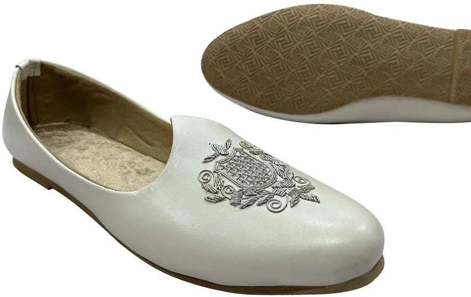 Men's Punjabi Jutti Cream Loafers Slip On Flats Shoes Ethnic Handmade Sherwani Mojari Indian Juti