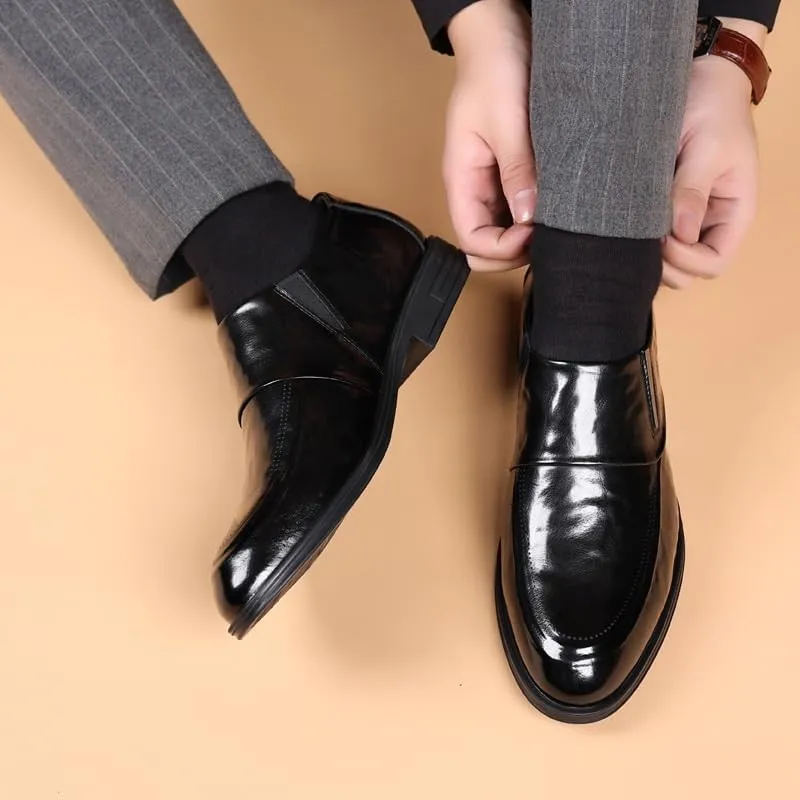 Men's Slip-on Dress Shoes Mens Formal Classic Business Oxford Shoes Patent Leather Wingtip Brogue for Men
