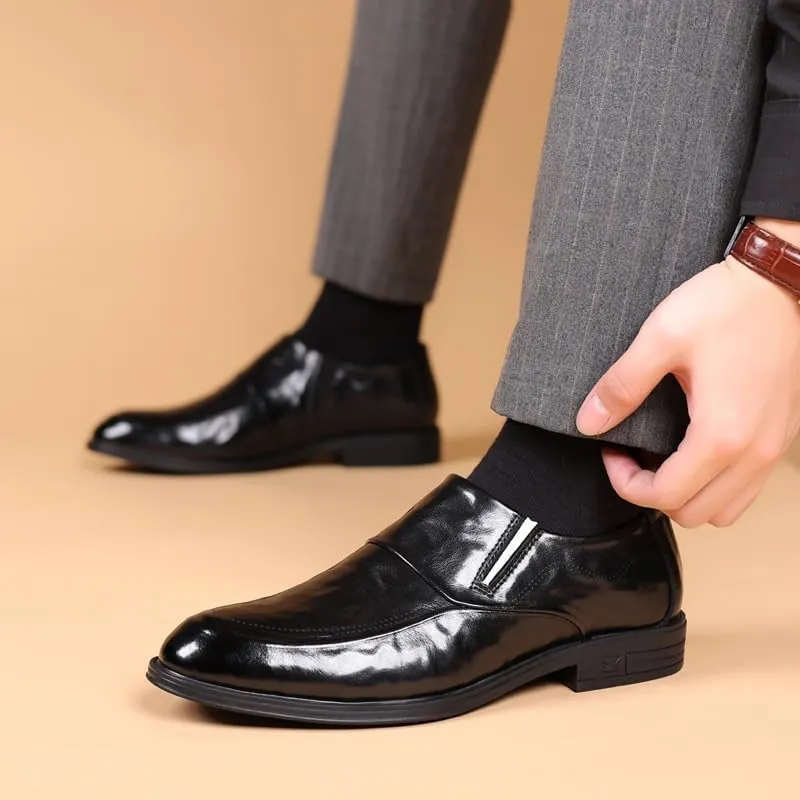 Men's Slip-on Dress Shoes Mens Formal Classic Business Oxford Shoes Patent Leather Wingtip Brogue for Men