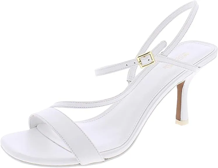 Michael Michael Kors Womens Tasha Leather Dress Sandals White 10 Medium (B,M)