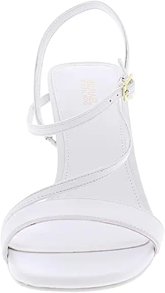 Michael Michael Kors Womens Tasha Leather Dress Sandals White 10 Medium (B,M)