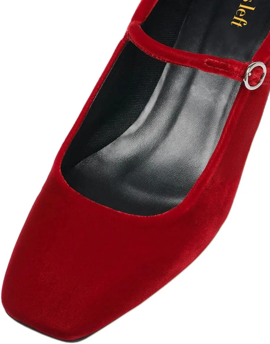 miss left Women Trendy Single Strap Buckle Square Toe Mary Janes Block Low Heel Comfy Daily Dress Pumps Size 4-16 US