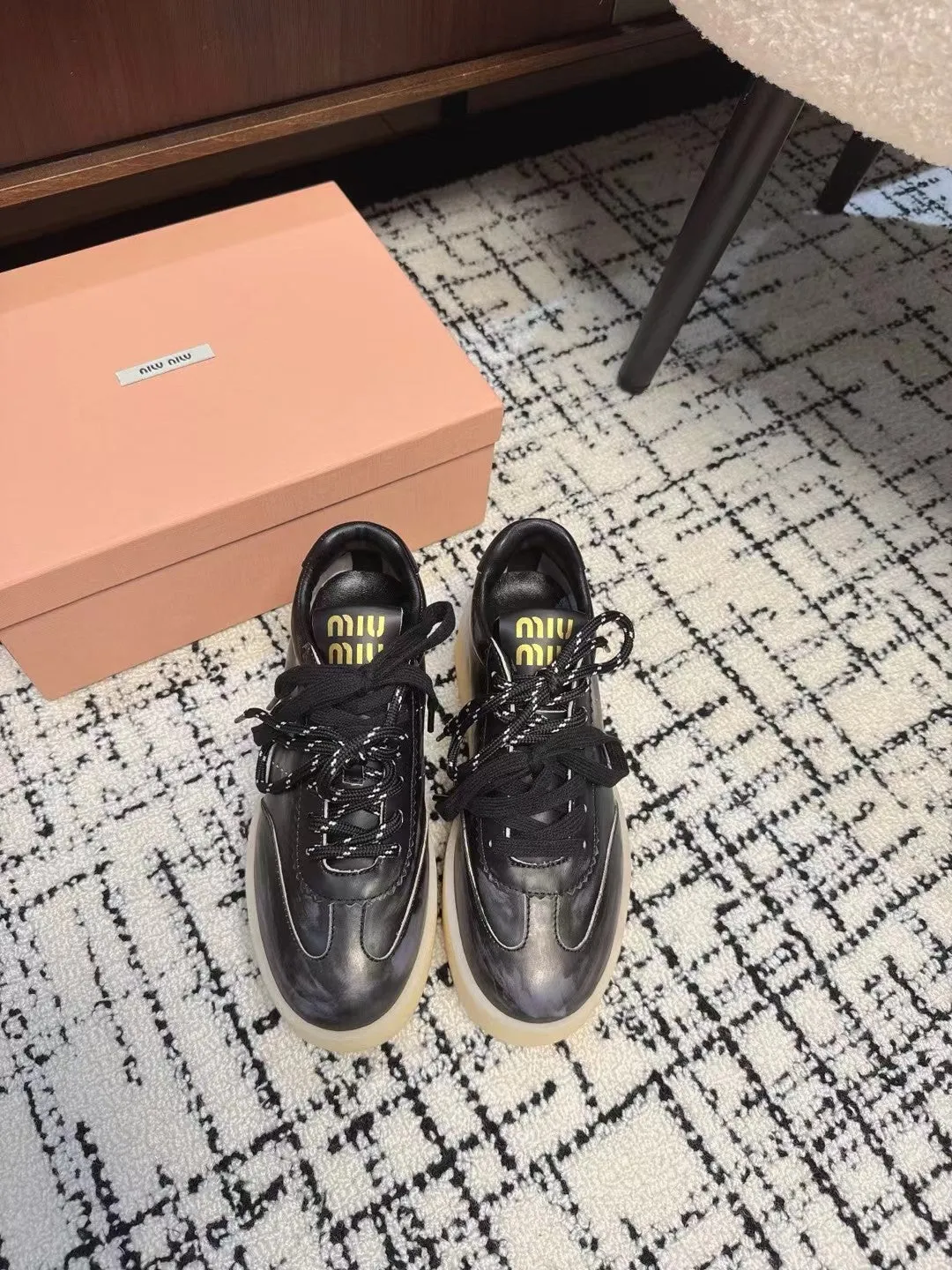 Miu Balance Sneakers Black Leather