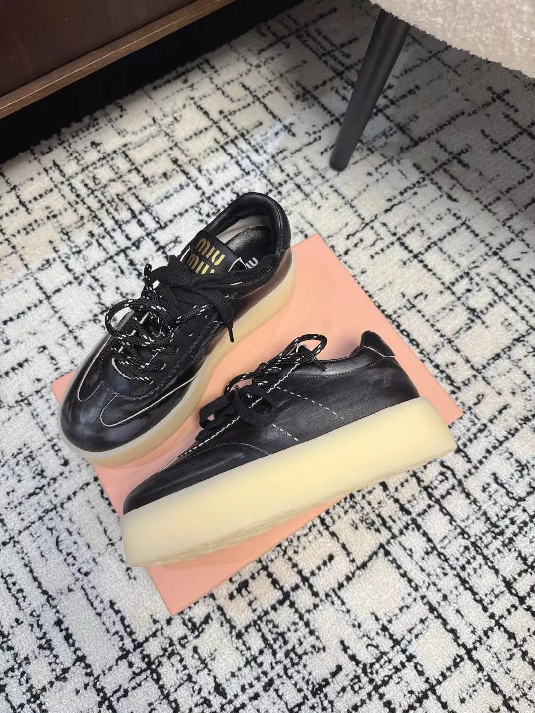 Miu Balance Sneakers Black Leather