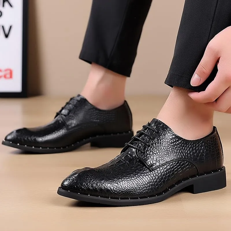 Modern Leather Business Casual Scale Pattern Formal Shoes Lace Up Oxford Shoes